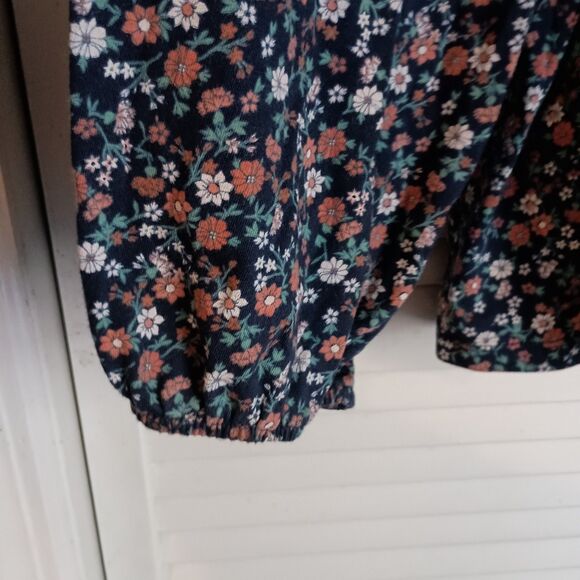 Lucky Brand Blouse Size XXL Blue Floral Square Neck Boho Flowy Long Sleeve - Picture 4 of 6